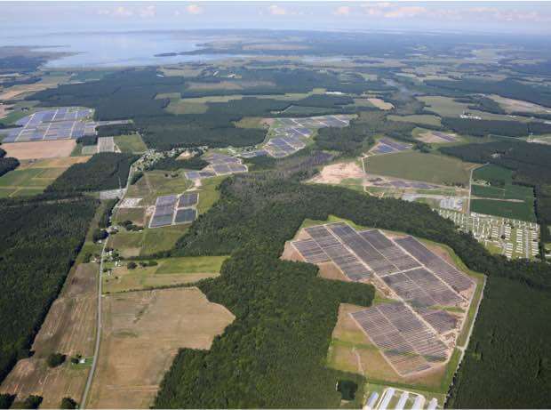 Amazon Solar Farm - Eastern Shore, um projeto de 80 MW AC desenvolvido pela Community Energy e localizado no condado de Accomack, Virgínia.